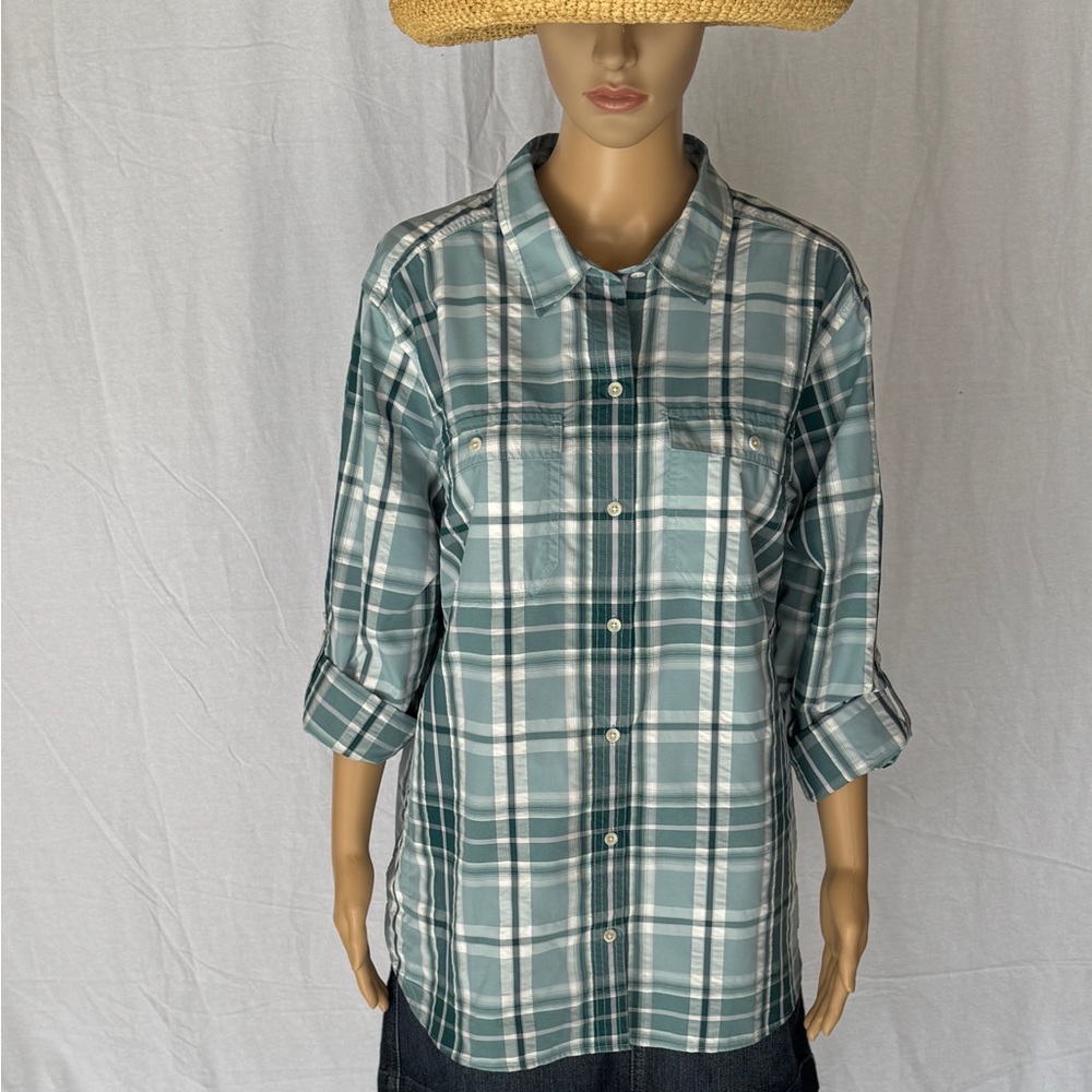 Eddie Bauer Green Stripe Blouse